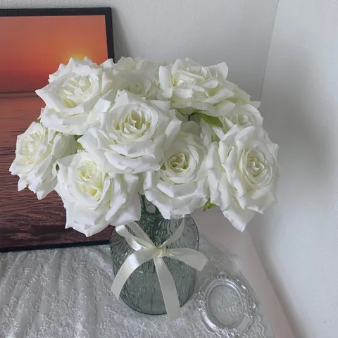 Single Stem Artificial Diamond Rose Silk Cloth Flower For Wedding Party Home Hotel Decoration High Simulation Faux Flower