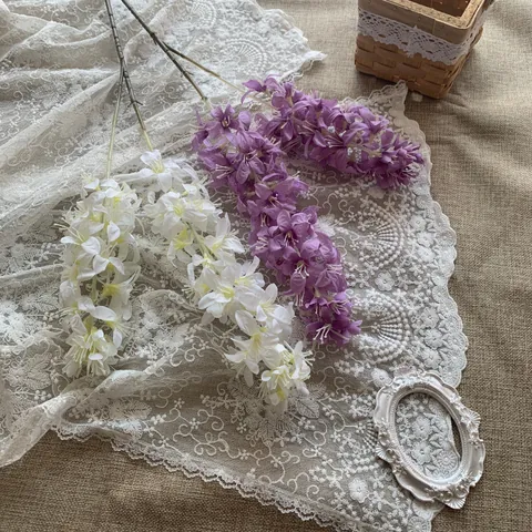 Lussuosi Giacinti Artificiali a Due Rami Fiori di Seta per Matrimoni Hotel Decorazione Estetica Oggetti Scena Fotografici Stelo Lungo Casa
