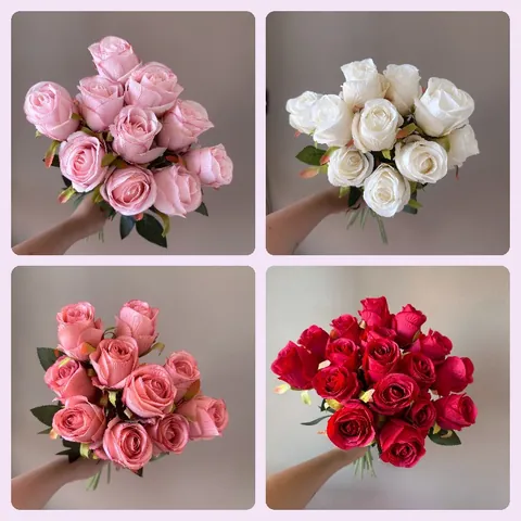 Single Stem Bulgarian Rose Simulation Silk Flower For Home Hotel Wedding Decoration Realistic Artificial Rose Fake Floral
