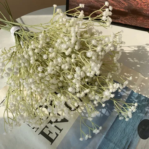 Flores de Aliento de Bebé Artificiales de Plástico Pegamento Suave Bouquet de Gypsophila para Boda Hogar