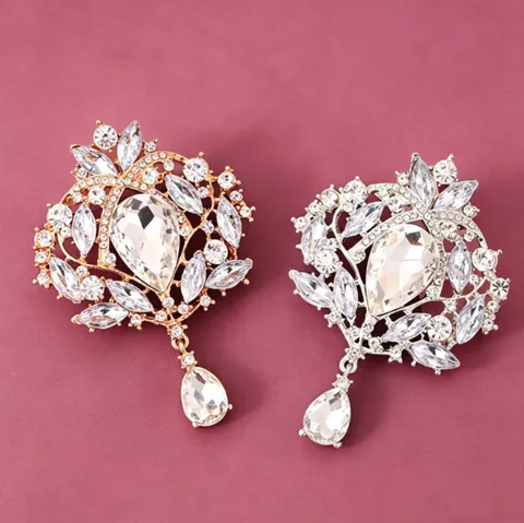 Spilla a Corona Vintage con Strass in Lega di Cristallo Stile Palazzo per Matrimonio Banchetto Festa Accessori Gioielli Donna