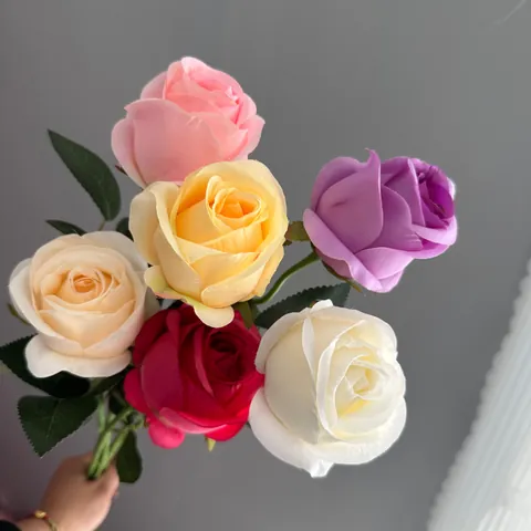 Kunstzijde Roos Bloem Enkele Steel Neproos Voor Huis Bruiloft Feest Valentijnsdag Decoratie Bruidsboeket Tafelstuk Veelkleurig