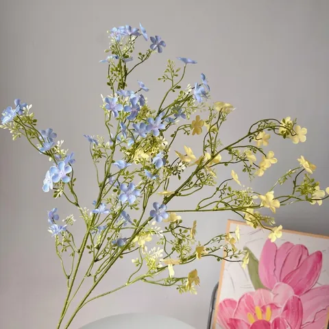 Tallo Largo Artificial Aliento de Bebé Flor Gipsófila Hierba Falso Milán Pequeño Floral Estilo Pastoral Hogar Boda Fiesta Decoración de Ramo
