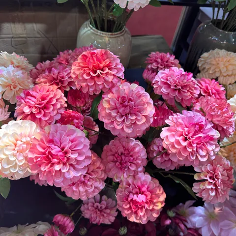 3-Heads Artificial Silk Dahlia Flower Branch Faux Bouquet For Wedding Home Decoration Photography Props Floral Decor