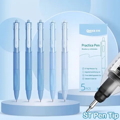 Blueberry Milkshake Blue Retractable Gel Pens Black Ink ST Nib Quick Dry High Precision Writing Stationery For School Office