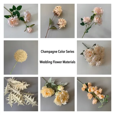 Champagner Künstliche Blumen Seide Rosen Pfingstrose Hortensie Für Hochzeit Hotel Bühne Dekor Falsche Floristik DIY Blumenstiel
