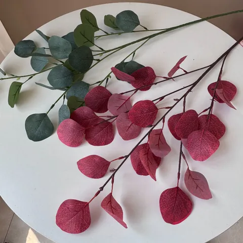 Artificial Eucalyptus Leaves Branch Nordic Forest Style Apple Leaf Stems For Home Wedding Party Decoration Satin Fabric Plastic Iron Wire Plants
