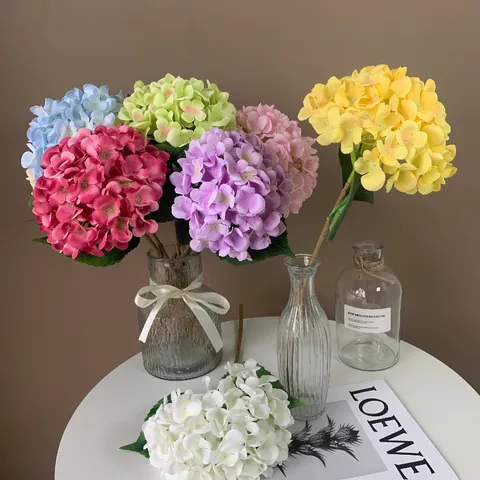 Einzelstiel Künstliche Hortensie Seidenblume Großer Ball Lollipop Form Künstliche Hortensie Strauß Für Hochzeit Hotel Home Dekoration