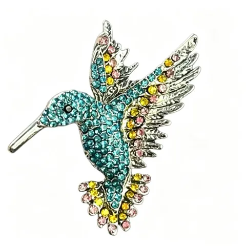 Vintage Rhinestone Hummingbird Brooch Zinc Alloy Enamel Bird Corsage Pin For Women Party Banquet Fashion Jewelry Gift