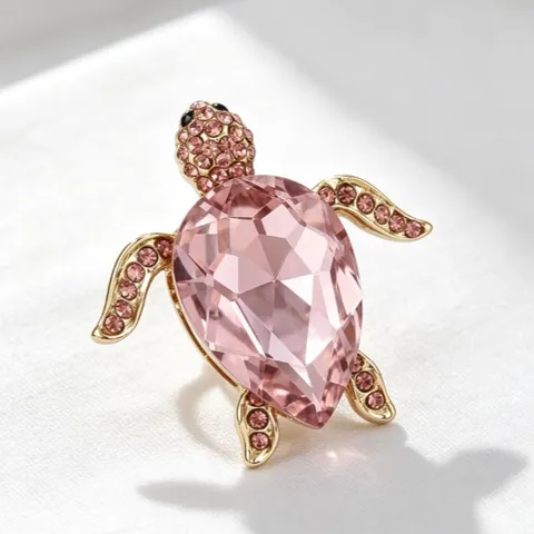 Fashion Luxury Rhinestone Sea Turtle Brooch Creative Animal Brooch Pin Alloy Crystal Turtle Breastpin For Women Men Clothing Accessories Gift