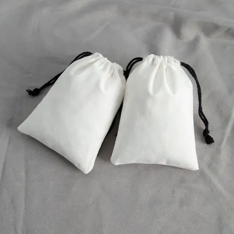 Minimalistische Stoff Kordelzugbeutel Weiße Schmuckbeutel Einfarbige Geschenkverpackung Aufbewahrungsbeutel Für Hochzeitsfeier