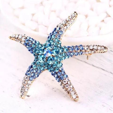 Vintage Zeester Strass Brosche Voor Vrouwen Luxe Legering Pak Speld Sprankelende Oceaan Sieraden Brosche Cadeau
