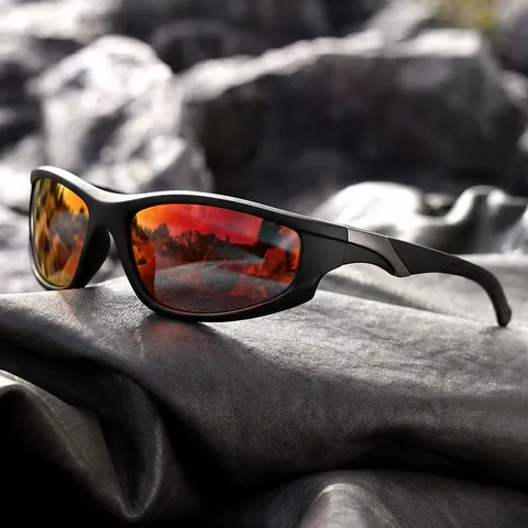 Occhiali da Sole Sportivi Polarizzati Unisex Protezione UV400 Antivento Montatura Quadrata Ciclismo Pesca Lenti a Specchio PC TAC Occhiali Outdoor