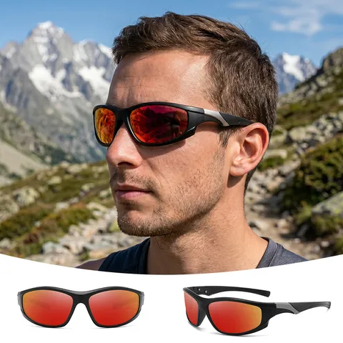 Occhiali da Sole Sportivi Polarizzati Unisex Protezione UV400 Antivento Montatura Quadrata Ciclismo Pesca Lenti a Specchio PC TAC Occhiali Outdoor