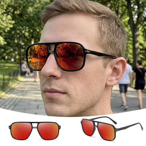 Gafas de Sol Cuadradas Polarizadas Retro para Hombres Mujeres PC TAC UV400 Conducción Deportes al Aire Libre Espejo de Moda Lentes Coloridas