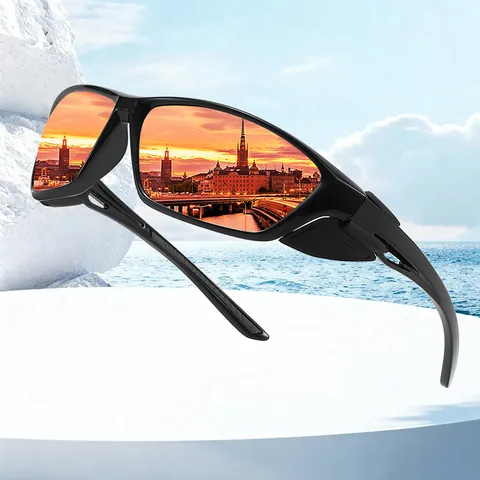 Occhiali da Sole Sportivi Polarizzati per Uomo Donna Ciclismo Pesca All'aperto Trendy PC TAC UV400 Montatura Quadrata