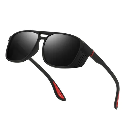 Occhiali da Sole Sportivi Polarizzati per Uomo Donna Design a Doppio Ponte Traforato UV400 Montatura in PC Lenti TAC per Ciclismo all'Aperto