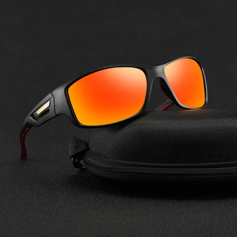 Occhiali da Sole Sportivi Polarizzati da Uomo Protezione UV400 Occhiali da Ciclismo Montatura Quadrata Occhiali da Sole Con Custodia a Zip