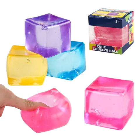 Large Ice Cube Squishy Stress Relief Toy Slow Rising Maltose Texture Transparent Cube Sensory Fidget Toy For Adults Kids Gift Soft Rubber