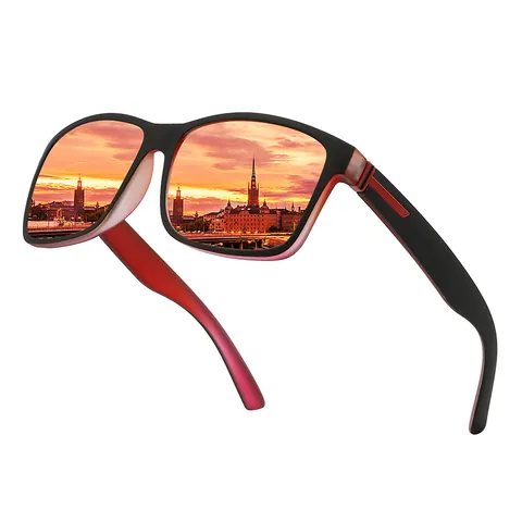 Quadratische Polarisierte Sonnenbrille Für Herren Damen Mode Outdoor Radsport Brille Bunte Reflektierende Linse UV400 PC Rahmen Sportbrille