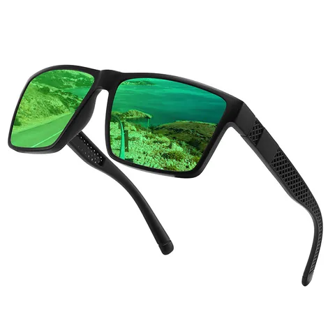 Occhiali da Sole Sportivi Polarizzati da Uomo per Ciclismo all'Aperto Guida Pesca Montatura in PC Lenti TAC UV400 Occhiali Quadrati