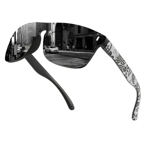 Occhiali da Sole da Ciclismo Montatura Grande Uomo Donna Polarizzati Sportivi Stanghette Stampa Paisley Antivento UV400