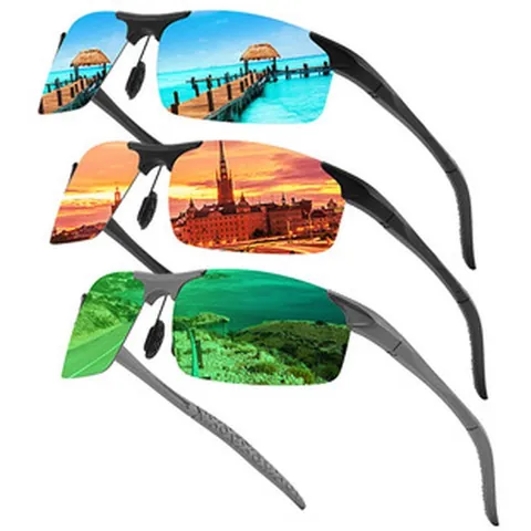 Gafas de Sol Polarizadas Deportivas para Hombre UV400 Media Montura Ciclismo Pesca Conducir Visión Nocturna Fotocromáticas