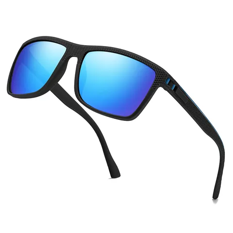 Men Polarized Sport Sunglasses Square Full Frame UV400 Protection Driving Fishing Outdoor Sunglasses With Spring Hinges Carbon Fiber Texture PC Frame TAC Lens Fashion Eyewear