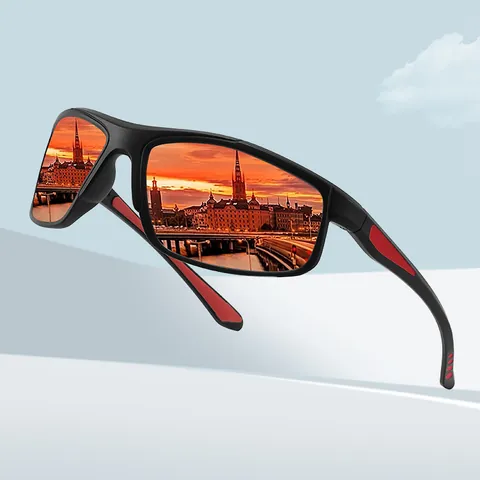 Occhiali da Sole Polarizzati Quadrati per Uomo Donna Pesca all'Aperto Sport Guida Occhiali da Sole Montatura PC Lenti TAC Protezione UV400