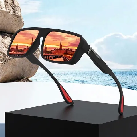 Occhiali da Sole Sportivi Polarizzati Montatura Grande PC TAC Protezione UV400 per Ciclismo Guida All'aperto Uomo Donna