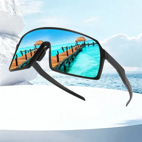 Occhiali da Sole Polarizzati alla Moda con Montatura Grande per Uomo Donna Occhiali Sportivi da Ciclismo Montatura in Policarbonato Specchiati Occhiali Outdoor
