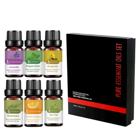 Extrait de Plante Naturel Distillé à la Vapeur Huile Essentielle Pure Coffret Cadeau Soin de la Peau Aromathérapie Hydratante Huiles de Massage Corps Set