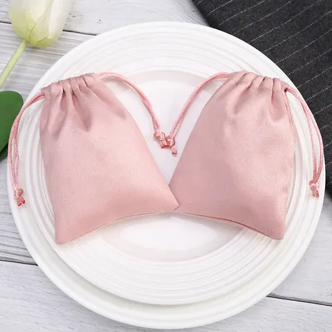 Bolsa de Joyería de Gamuza Suave con Cordón Bolsa de Regalo para Embalaje de Joyas Almacenamiento Rosa Bolsa Pequeña Favores de Boda