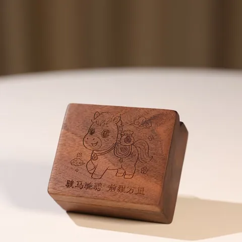 Wooden Baby Keepsake Box For Umbilical Cord Fetal Hair Teeth Collection Souvenir Storage Box Cartoon Horse Wood Box For Boys Girls