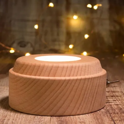 Rotating LED Light Base For Crystal Ball Music Box White Crystal Engraved Printed Base For Home Decor Accessories Gifts