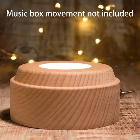 Rotating LED Light Base For Crystal Ball Music Box White Crystal Engraved Printed Base For Home Decor Accessories Gifts