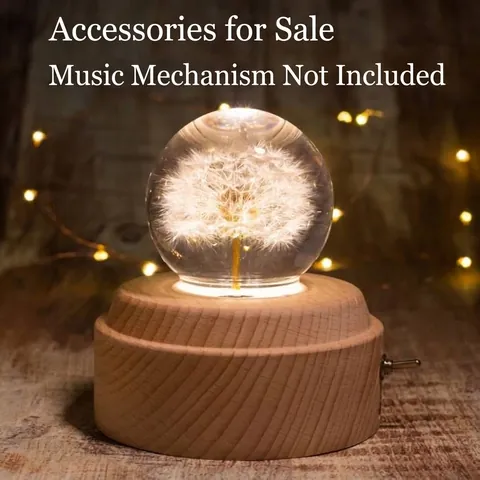 Carillon Palla di Cristallo Con Tarassaco Base in Legno Massiccio Luminosa a LED Sfera in Vetro di Cristallo Bianco Regalo di San Valentino