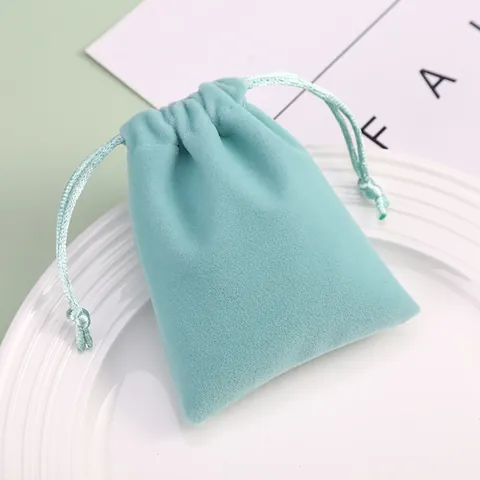Pochettes à Cordon en Velours Bleu Tiffany pour Emballage Cadeau de Bijoux Petits Sacs de Rangement en Flanelle pour Mariage Fête Faveurs Collier Bague Boucle d'Oreille