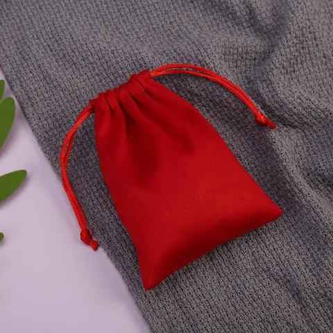 Bolsa de Gamuza Roja con Cordón Bolsa de Almacenamiento de Joyería de Terciopelo Suave Bolsa de Regalo para Anillos Pendientes
