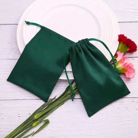 Dunkelgrün Samt Kordelzug Schmuckbeutel Weich Flannel Geschenkbeutel Klein Verpackungsbeutel Für Ohrringe Ringe Halsketten Kosmetik Lagerung