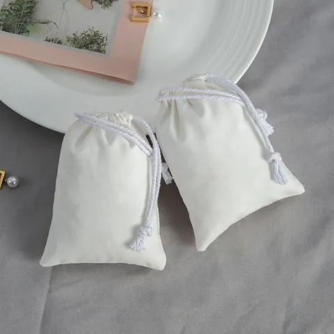 Minimalistische Stoff Kordelzugbeutel Weiße Schmuckbeutel Einfarbige Geschenkverpackung Aufbewahrungsbeutel Für Hochzeitsfeier