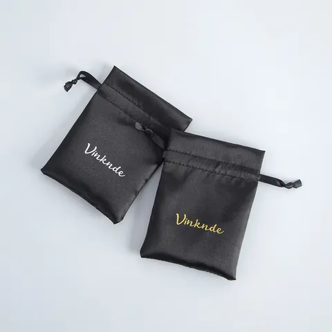 Schwarze Satin Kordelzug Schmuckbeutel Geschenktüten Für Schmuckverpackung Kleine Kosmetik Aufbewahrungstasche Weiche Satin Kordelzugbeutel