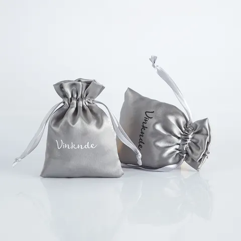 Bolsa con Cordón de Satén Minimalista Plata Estuche de Embalaje de Joyería Bolsa de Regalo a Prueba de Polvo Para Boda Fiesta de Cumpleaños Almacenamiento de Artículos Pequeños