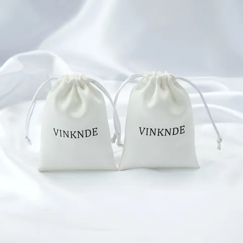 White Satin Drawstring Bags Jewelry Packaging Pouches Luxury Dust Bags For Cosmetics Makeup Brushes Small Gift Bags Storage