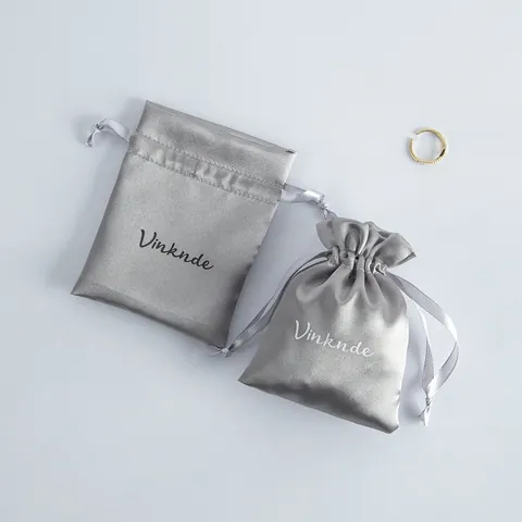Bolsa con Cordón de Satén Minimalista Plata Estuche de Embalaje de Joyería Bolsa de Regalo a Prueba de Polvo Para Boda Fiesta de Cumpleaños Almacenamiento de Artículos Pequeños