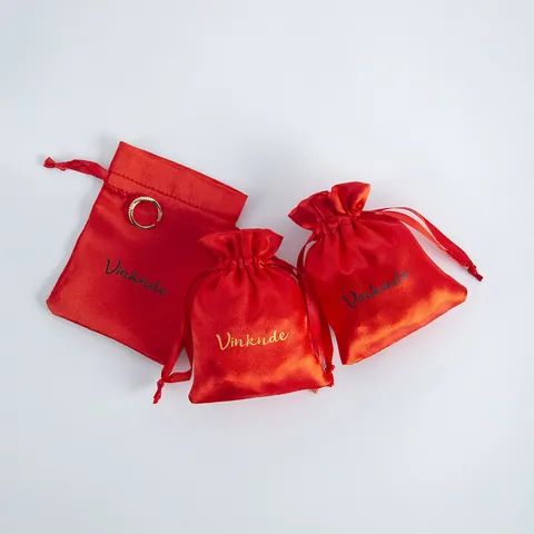 Red Satin Drawstring Pouch Jewelry Packaging Bags Smooth Satinet Gift Pouches Wedding Favor Bags For Necklaces Rings