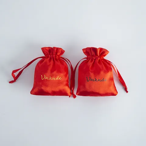 Red Satin Drawstring Pouch Jewelry Packaging Bags Smooth Satinet Gift Pouches Wedding Favor Bags For Necklaces Rings