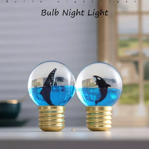 Glühbirnenform Wal Nachtlicht Harz Ozean Kristallkugel Kreative Meeresornament Schreibtischdekoration Für Geschenk USB