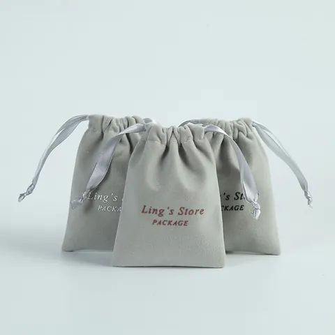 Gray Velvet Jewelry Pouch Small Drawstring Bag For Jewelry Storage Gift Bag Velvet Drawstring Pouch Soft Fabric Bag For Rings Earrings Necklace Jewelry Packing