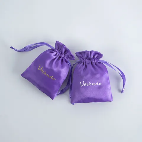 Purple Satin Drawstring Bag Smooth Silk Like Jewelry Packaging Pouch For Cosmetics Shoes Travel Storage Dustproof Bag